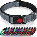 Reflective Neoprene Adjustable Think Nylon Webbing Cat Dog Collar Light with Locking Buckle Modern for Large Dogs