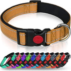 Reflective Neoprene Adjustable Think Nylon Webbing Cat Dog Collar Light with Locking Buckle Modern for Large Dogs