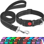 Reflective Neoprene Adjustable Think Nylon Webbing Cat Dog Collar Light with Locking Buckle Modern for Large Dogs