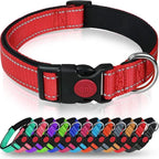 Reflective Neoprene Adjustable Think Nylon Webbing Cat Dog Collar Light with Locking Buckle Modern for Large Dogs
