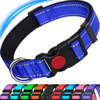 Reflective Neoprene Adjustable Think Nylon Webbing Cat Dog Collar Light with Locking Buckle Modern for Large Dogs