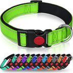 Reflective Neoprene Adjustable Think Nylon Webbing Cat Dog Collar Light with Locking Buckle Modern for Large Dogs