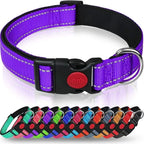 Reflective Neoprene Adjustable Think Nylon Webbing Cat Dog Collar Light with Locking Buckle Modern for Large Dogs