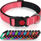 Reflective Neoprene Adjustable Think Nylon Webbing Cat Dog Collar Light with Locking Buckle Modern for Large Dogs
