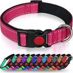 Reflective Neoprene Adjustable Think Nylon Webbing Cat Dog Collar Light with Locking Buckle Modern for Large Dogs