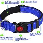 Reflective Neoprene Adjustable Think Nylon Webbing Cat Dog Collar Light with Locking Buckle Modern for Large Dogs
