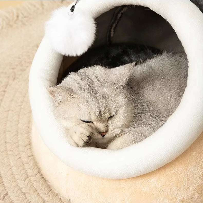 Cat Nest Semi Closed Winter Warmth Cat Nest Four Seasons Universal Lanternfish House Comes Teasing Toys Cat Pet Supplies