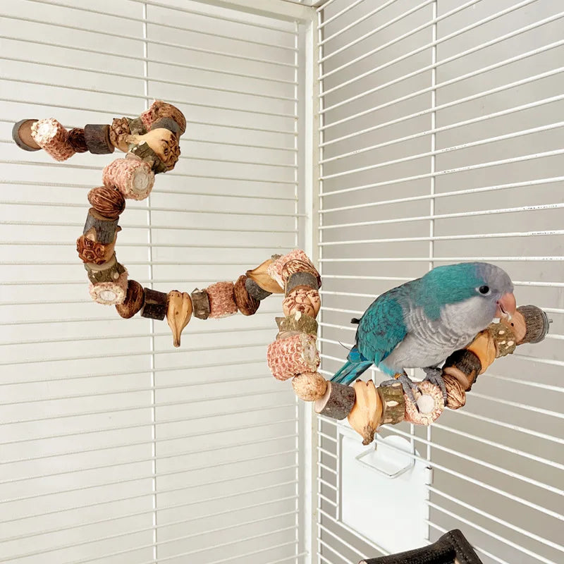 Parrot Prickly Ash Wood Nuts Chew Toys Original Wooden Block Gnawing Skewer Climbing Ladder Grinding Beak Bird Toy