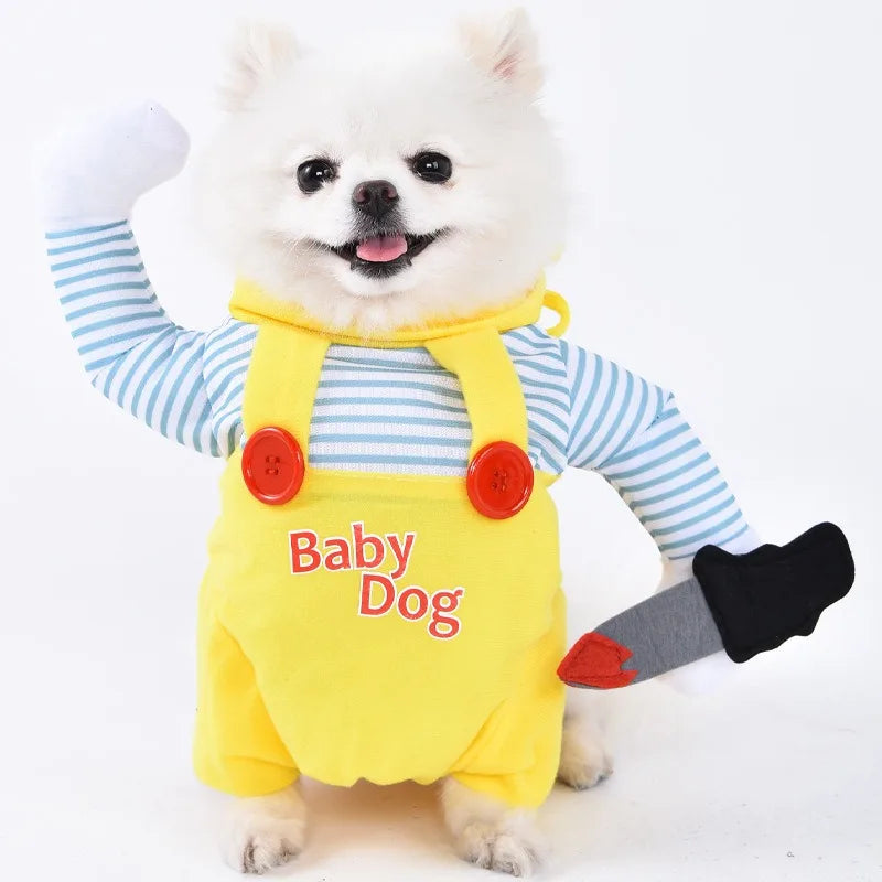 Best Selling Funny Halloween/Christmas Fun Dog Suit Funny Knife-themed Dress Pets Small Size XL Winter Polyester Modern Shirt
