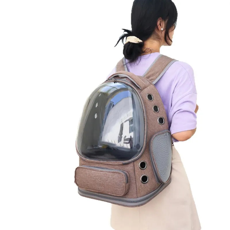 Portable Eco-friendly Oxford Zipper Space Capsule Backpack Transparent Cover Dual Shoulder Pet Bag Outdoor