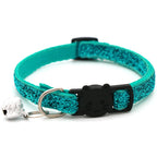 Cat Head Pet Collar with Bell Glitter Bell Adjustable Buckle Snap-Clasp Color Neck Strap for Small Cats
