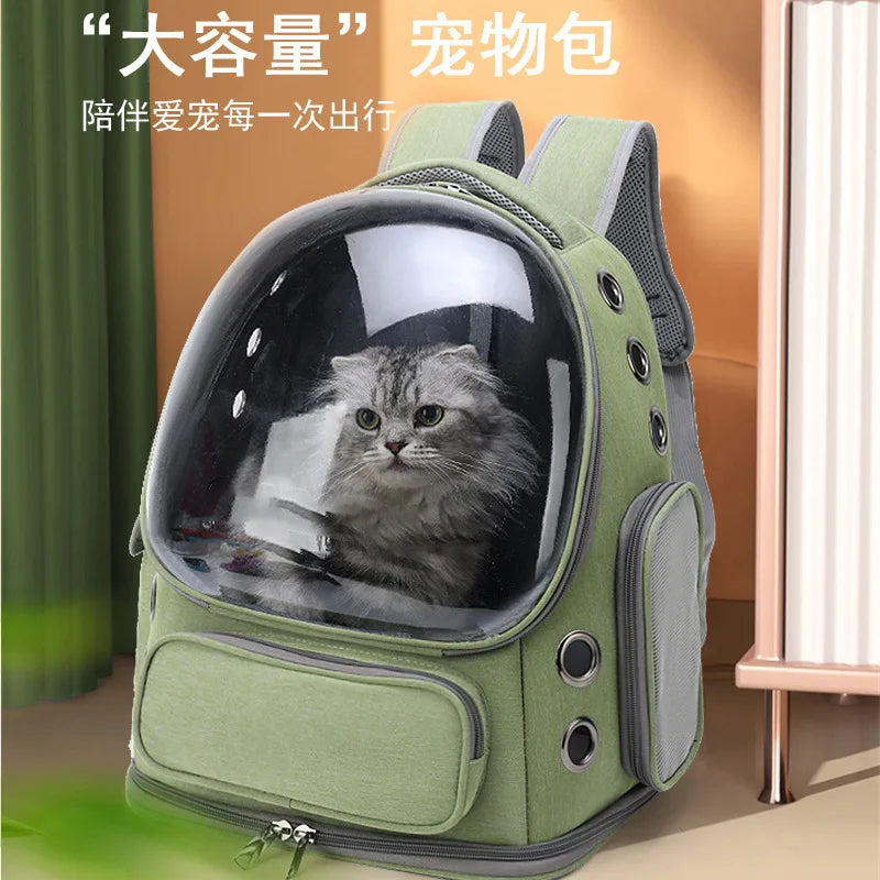 Portable Eco-friendly Oxford Zipper Space Capsule Backpack Transparent Cover Dual Shoulder Pet Bag Outdoor