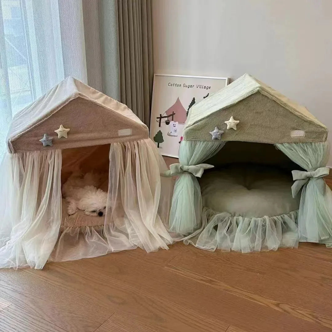 All Seasons Cat Dog Condo Sustainable Bed Pet House Princess Bed Lace Lace Cat Nest Dog Nest Tent Removable