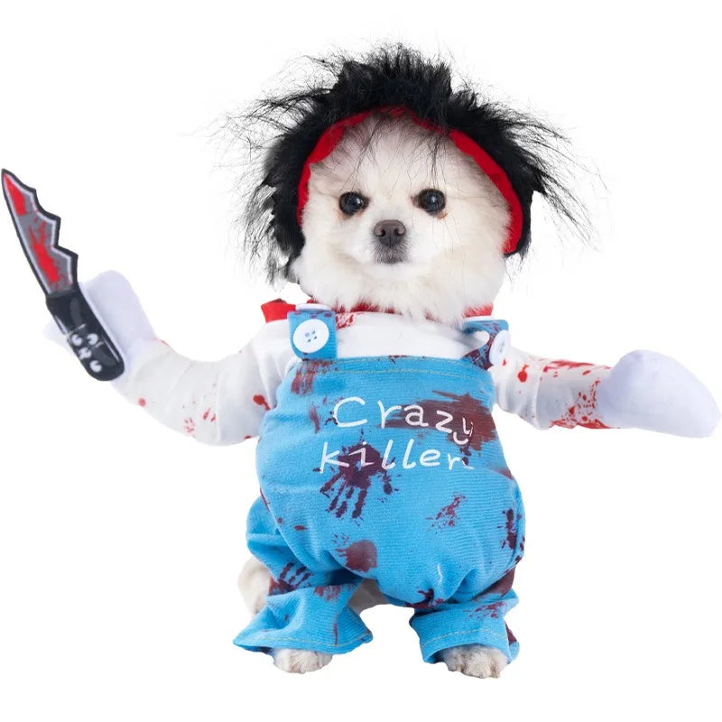 Best Selling Funny Halloween/Christmas Fun Dog Suit Funny Knife-themed Dress Pets Small Size XL Winter Polyester Modern Shirt