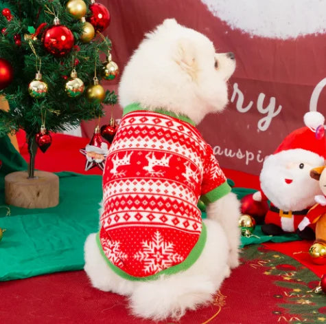 Christmas Dog Sweatshirt Fleece Warm Pet Clothes Printed Holiday Puppy Outfit Soft Winter Apparel For Small Medium Dogs