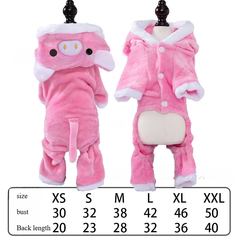 Autumn and Winter Warm Thick Coral Fleece Dog Clothes – Animal Pattern Puppy Pet Costume for Teddy Corgi Cats