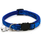 Cat Head Pet Collar with Bell Glitter Bell Adjustable Buckle Snap-Clasp Color Neck Strap for Small Cats