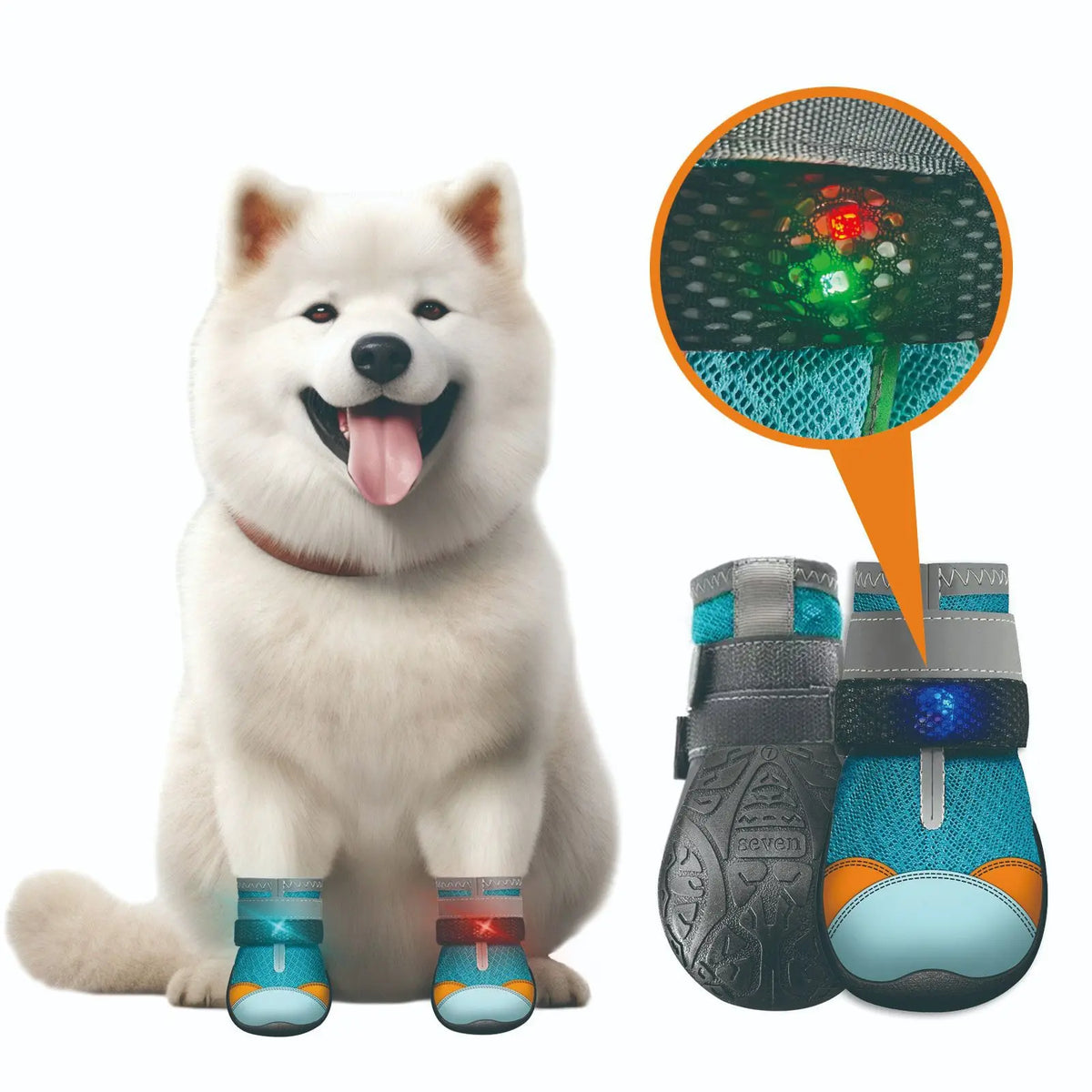 New Arrivnovative Luminous Waterproof Breathable Non-Slip Wear-Resistant Mesh Dog Shoes for All Seasonspet Shoes