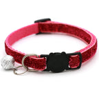 Cat Head Pet Collar with Bell Glitter Bell Adjustable Buckle Snap-Clasp Color Neck Strap for Small Cats