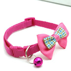 Adjustable Bowknot Pet Collar Polyester Buckle Closure with Bell Solid Color for Cats Small Pets