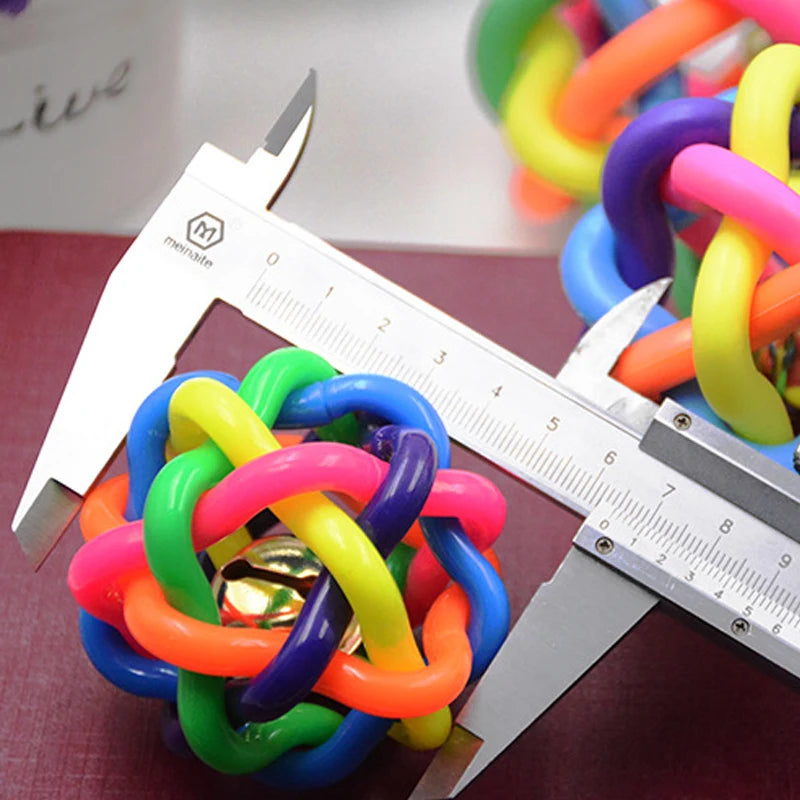 Colorful Woven Ball Within Bell Bite-resistant Pet Toy Dog Cat Rainbow Pet Dog Woven Bell Ball Bite Resistant Toy Rubber