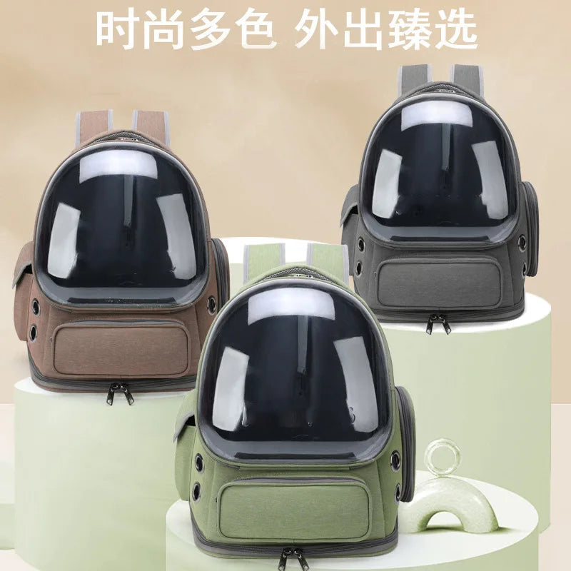 Portable Eco-friendly Oxford Zipper Space Capsule Backpack Transparent Cover Dual Shoulder Pet Bag Outdoor