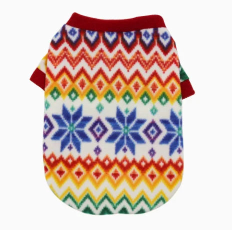 Christmas Dog Sweatshirt Fleece Warm Pet Clothes Printed Holiday Puppy Outfit Soft Winter Apparel For Small Medium Dogs