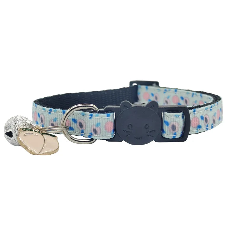Best-Selling Nylon Cat Collar with Bell and Fruit Pendant Anti-Suffocation Buckle Wholesale