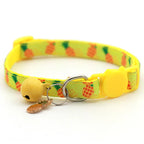Digital Print Fruit Themed Pet Cat Collar Printed Fruit Pendant Bell Adjustable Buckle Collar for Cats and Small Dogs