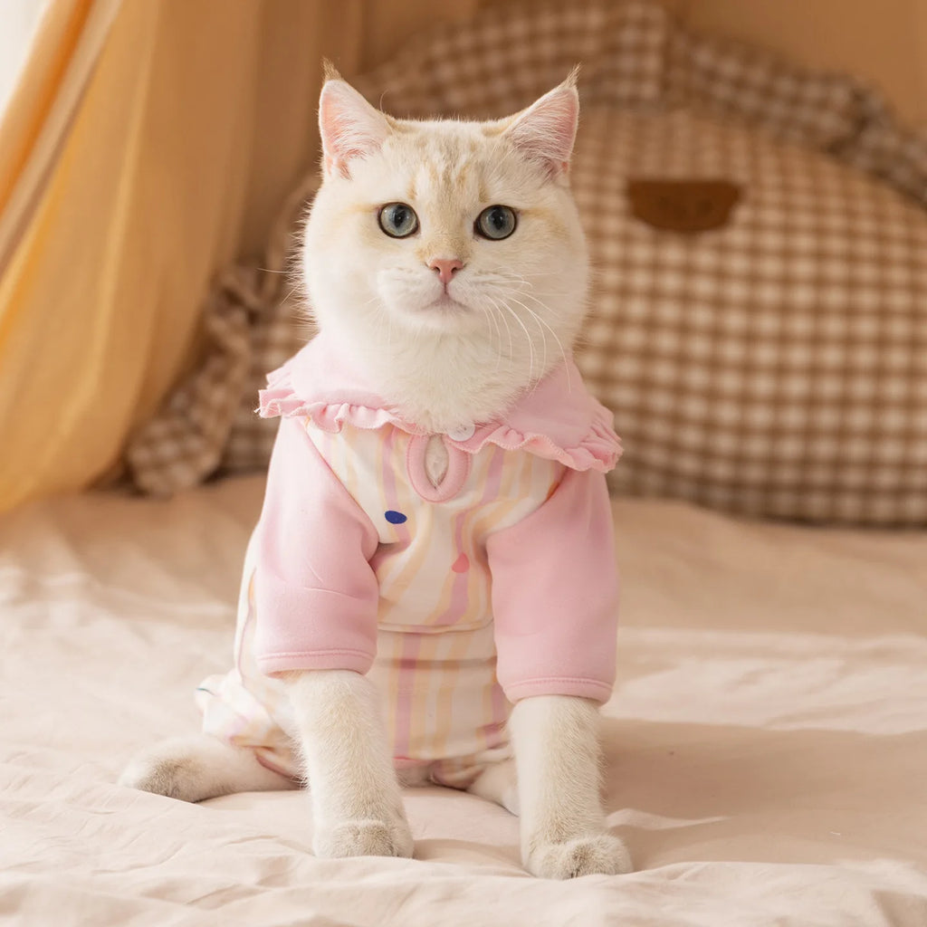 Autumn and winter cat clothes made of soft and warm fleece prevent cold Devon cat and hairless pet clothes for cat