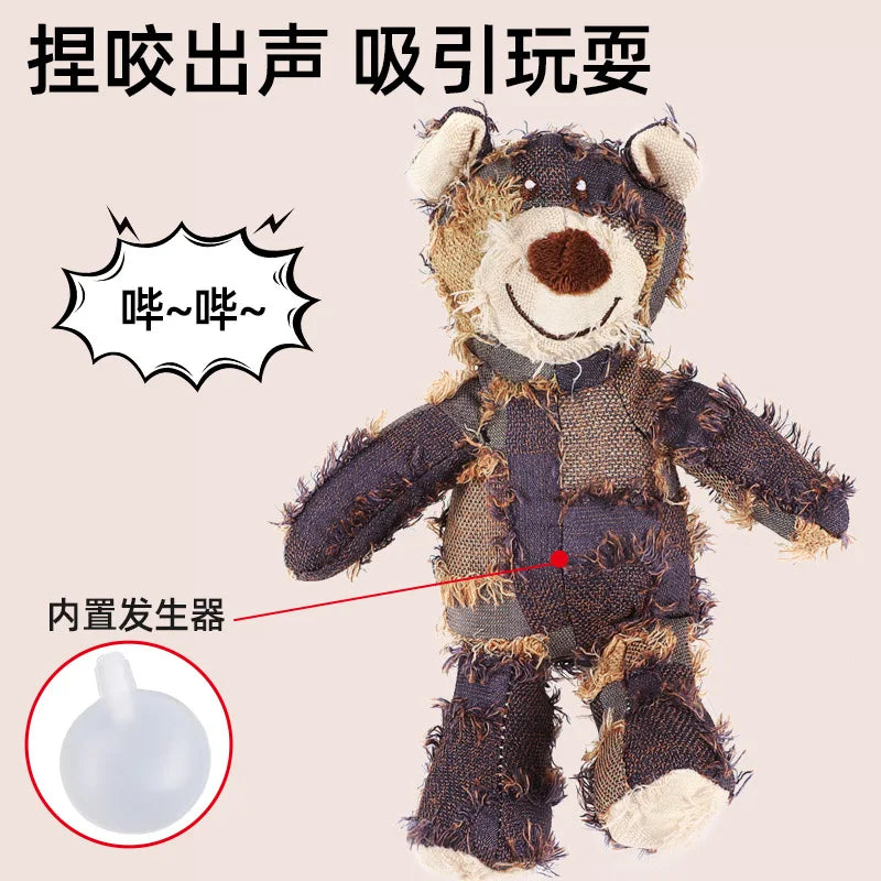 Pet Toys Bite Resistant Plush Toys Dogs Chew Hard Grind Teeth Clean Teeth Bite Resistant Beggar Bear Dog Toys