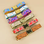 Luxury High Quality Soft Adjustable Dog Handmade Designer Pet Retractable Collar Heat Transfer Printing Pet Cute