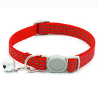 Reflective Breakaway Cat Collars Bells Adjustable Nylon Cotton Padded Striped Collars for Small Cats/Dogs 5 Bright Colors