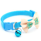 Adjustable Bowknot Pet Collar Polyester Buckle Closure with Bell Solid Color for Cats Small Pets