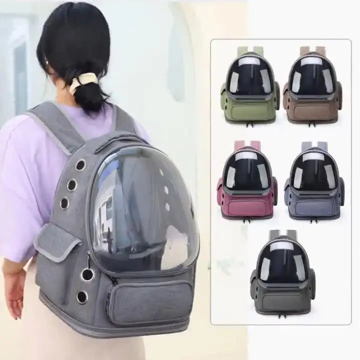 Portable Eco-friendly Oxford Zipper Space Capsule Backpack Transparent Cover Dual Shoulder Pet Bag Outdoor