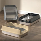 Metal Easy Clean High Sided Stainless Steel Cat Semi Enclosed Extra Large Size Anti Splash Take Out Cat Toilet Thickened