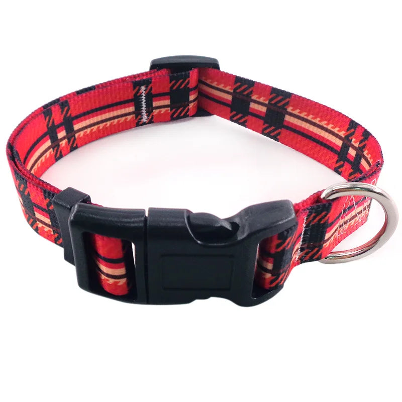 Digitally Printed Bohemian Ethnic Style Modern Striped Adjustable Fabric Canvas Dog Collar with Buckle Closure