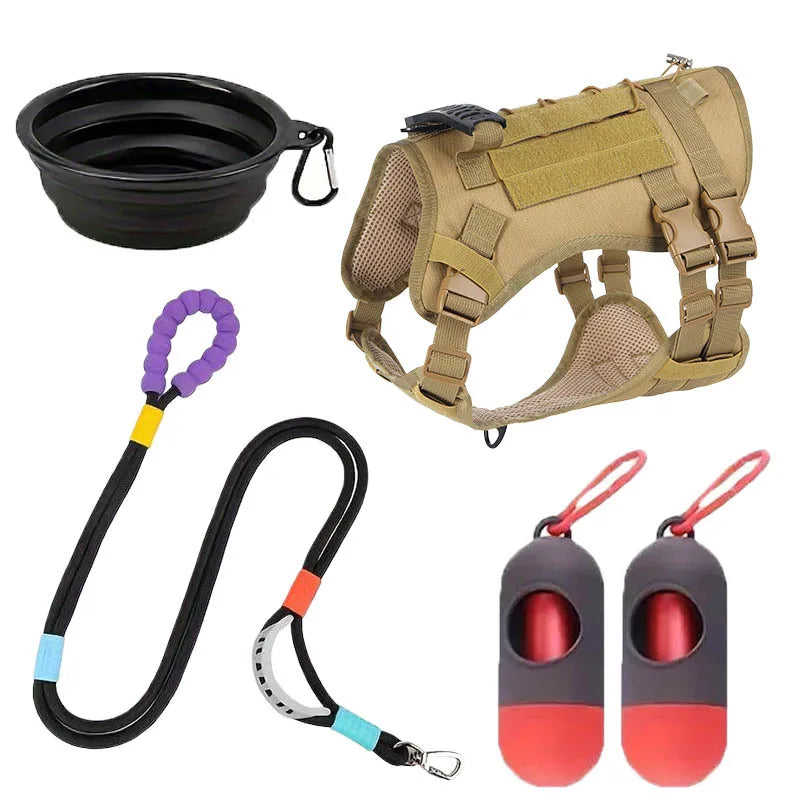 Large Pet Towing Rope Outdoor Towing Harness Explosion Proof Punching Handle Chest Harness Adjustable Mesh Size