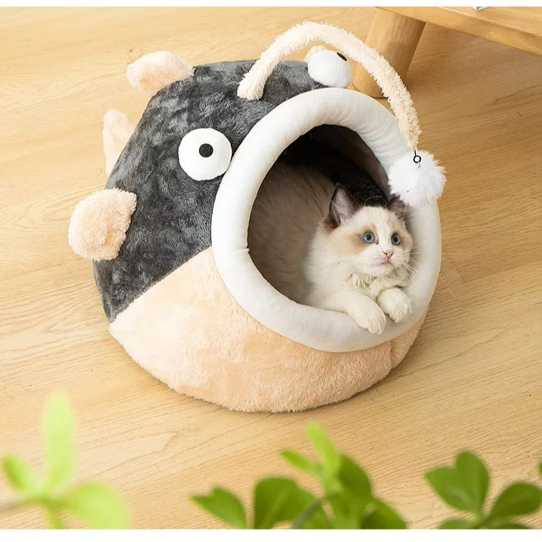 Cat Nest Semi Closed Winter Warmth Cat Nest Four Seasons Universal Lanternfish House Comes Teasing Toys Cat Pet Supplies