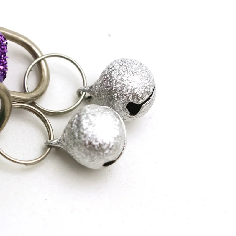 Cat Head Pet Collar with Bell Glitter Bell Adjustable Buckle Snap-Clasp Color Neck Strap for Small Cats