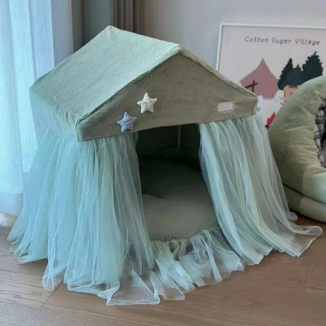 All Seasons Cat Dog Condo Sustainable Bed Pet House Princess Bed Lace Lace Cat Nest Dog Nest Tent Removable