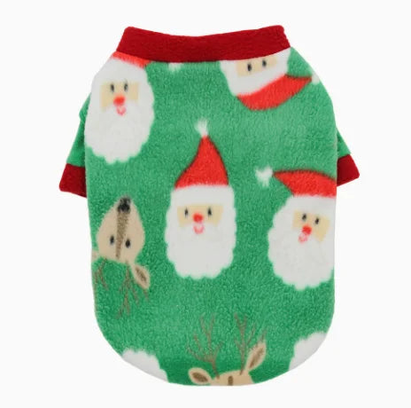 Christmas Dog Sweatshirt Fleece Warm Pet Clothes Printed Holiday Puppy Outfit Soft Winter Apparel For Small Medium Dogs
