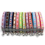 Modern Floral Embroidery Pattern Cat Collar with Break-Away Safety Buckle Quick Release Small Bell-Adjustable Nylon