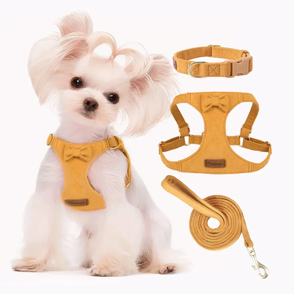 Pet Vest Chest Back Traction Rope Fashionable Three-Piece Chest Harness Dog Collar Dog Pet Supplies Outdoor Walking