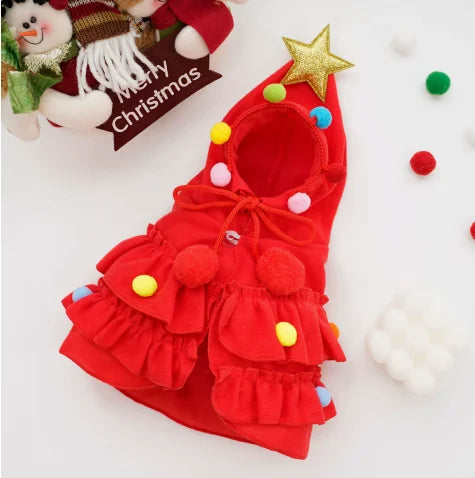 Luxury Christmas Pet Dog Cape Cute Festival Puppy Costume Soft Fabric Eco-Friendly Holiday Party Outfit for Small Medium Dogs