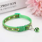 Cat Dog Outdoor Walking Accessories Three-Color Love Printed Patch Pet Collar Bell Cartoon Made Polyester Pet Outdoor