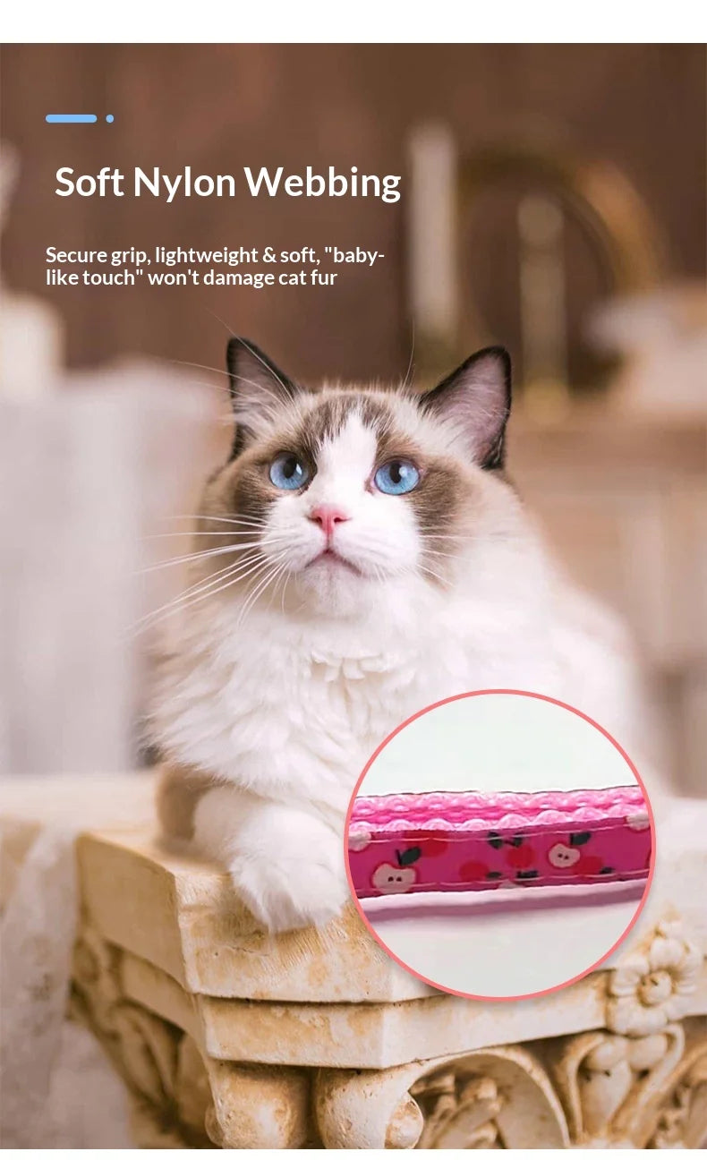 Best-Selling Nylon Cat Collar with Bell and Fruit Pendant Anti-Suffocation Buckle Wholesale