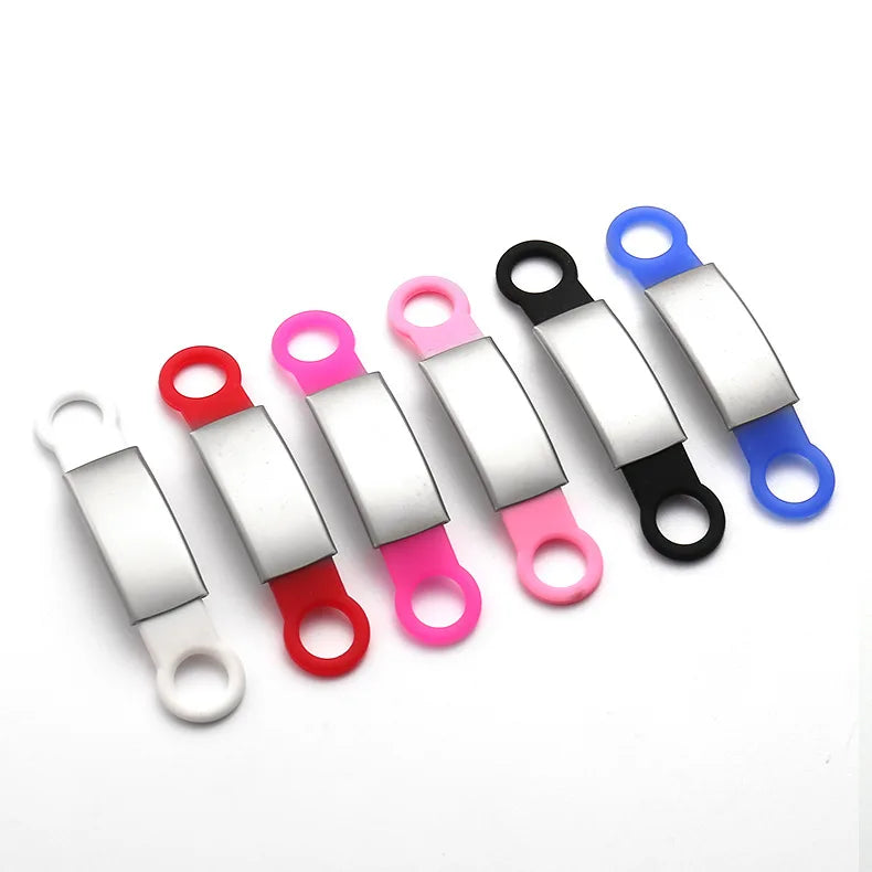 Pet Supplies Silicone Stainless Steel Metal Anti slip Laser ID Number Plate Titanium Steel Collar cat Tag Dog Tag