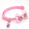 Adjustable Bowknot Pet Collar Polyester Buckle Closure with Bell Solid Color for Cats Small Pets