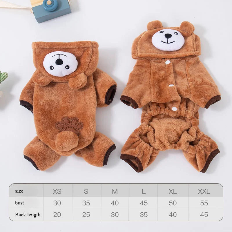 Autumn and Winter Warm Thick Coral Fleece Dog Clothes – Animal Pattern Puppy Pet Costume for Teddy Corgi Cats